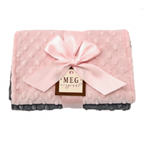 Baby Girl Pink & Gray Minky Dot Burp Cloth Gift Set