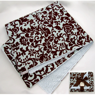 Blue & Brown Fancy Damask Baby Blanket Blue & Brown Fancy Damask Baby Blanket