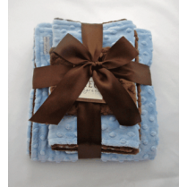 Blue & Brown Minky Dot Baby Blanket Gift Set Blue & Brown Minky Dot Baby Blanket Gift Set