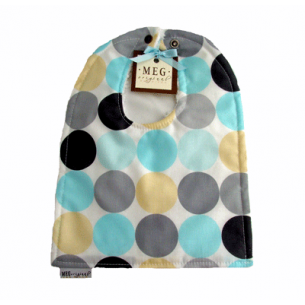 Blue & Grey Disco Dot Reversible Cotton Baby to Toddler Bib
