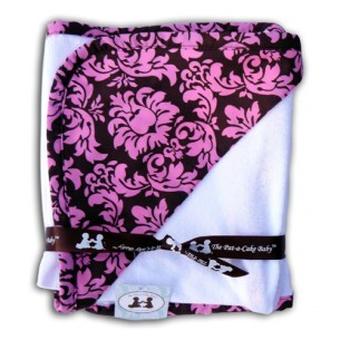 Chocolate & Pink Damask Hooded Baby Towel