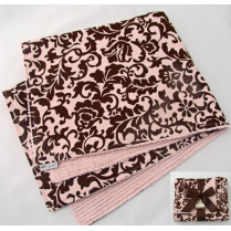 Pink & Brown Fancy Damask Baby Blanket