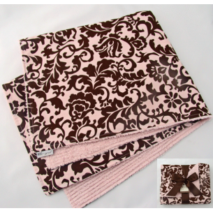 Pink & Brown Fancy Damask Baby Blanket Pink & Brown Fancy Damask Baby Blanket