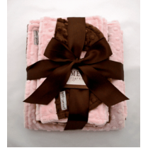 Pink & Brown Minky Dot Baby Blanket Gift Set