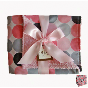 Pink & Gray Disco Dot Chenille Stroller Blanket