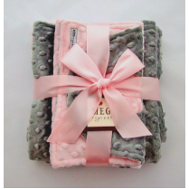 Pink & Gray Minky Dot Baby Blanket Gift Set
