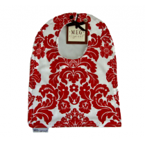 Red & White Damask Reversible Cotton Baby to Toddler Bib