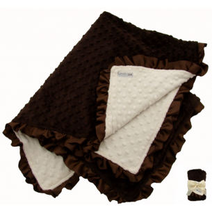 Vanilla Off White & Brown Minky Dot Ruffle Blanket Vanilla Off White & Brown Minky Dot Ruffle Blanket