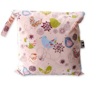 Pink Whimsy Starling Baby Wet Bag Diaper Clutch
