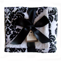 White & Black Damask Cotton Baby Stroller Blanket White & Black Damask Cotton Baby Stroller Blanket
