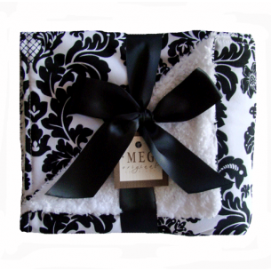 White & Black Damask Cotton Baby Stroller Blanket White & Black Damask Cotton Baby Stroller Blanket